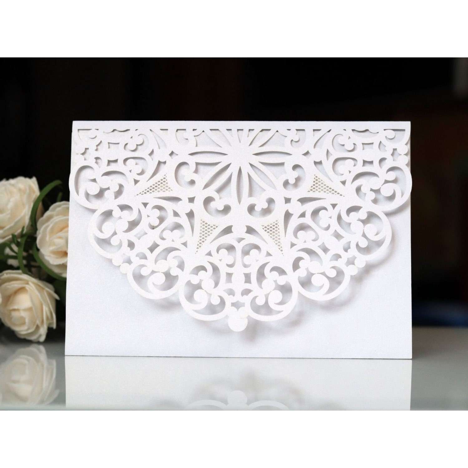 Bussiness Invitation Card With Envelope Wine Red Invitation Laser Cut Paper